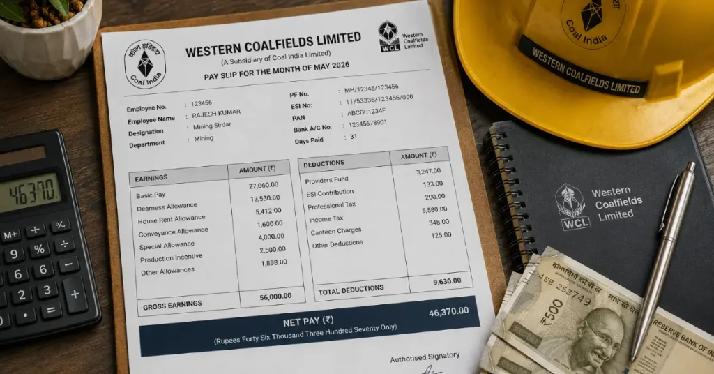WCL salary slip earnings deductions net pay non-executive executive 2026
